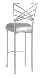 Silver Fanfare Barstool with Silver Leatherette Boxed Cushion