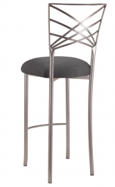Silver Fanfare Barstool with Charcoal Suede Cushion