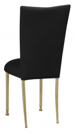 Black Velvet Chair Cover and Cushion on Gold Legs