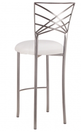 Silver Fanfare Barstool with White Stretch Knit Cushion