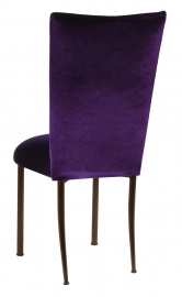 Deep Purple Velvet Chair Cover and Cushion on Brown Legs