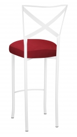 Simply X White Barstool with Rhino Red Suede Boxed Cushion
