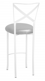 Simply X White Barstool with Metallic Silver Stretch Knit Cushion