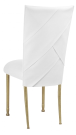 White Tiered Leatherette Chair Cover and Cushion on Gold Legs