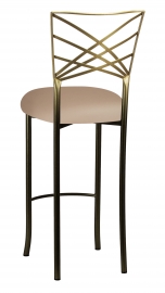 Two Tone Gold Fanfare Barstool with Cappuccino Stretch Knit Cushion