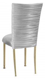 Chloe Metallic Silver on White Foil Chair Cover and Cusion on Gold Legs