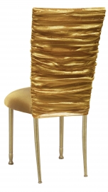 Gold Demure Chair Cover with Gold Stretch Knit Cushion on Gold Legs
