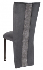 Charcoal Suede Jacket with Rhinestone Center and Cushion on Mahogany Legs