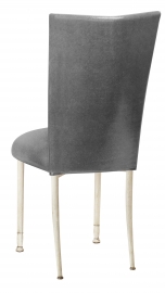 Gunmetal Stretch Knit Chair Cover with Cushion on Ivory Legs