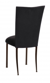 Black Suede Chair Cover and Cushion on Brown Legs
