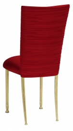 Chloe Red Stretch Knit Chair Cover and Cushion on Gold Legs