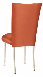 Orange Taffeta Chair Cover with Boxed Cushion on Ivory Legs