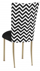 Chevron Chair Cover with Black Stretch Knit Cushion on Gold Legs