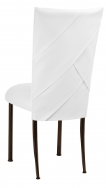 White Tiered Leatherette Chair Cover and Cushion on Brown Legs
