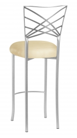 Silver Fanfare Barstool with Champagne Metallic Knit Cushion