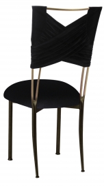 Black Velvet Sweetheart Chair Cover and Cushion on Two Tone Gold Legs