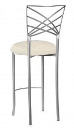 Silver Fanfare Barstool with Ivory Boucle Cushion