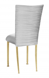 Chloe Silver Stretch Knit Chair Cover and Cushion on Gold legs