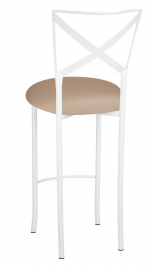 Simply X White Barstool with Cappuccino Stretch Knit Cushion