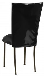 Black Patent Leather Chair Cover with Black Stretch Knit Cushion
