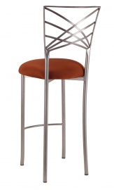 Silver Fanfare Barstool with Copper Stretch Knit Cushion