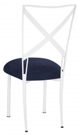 Simply X White with Navy Blue Suede Cushion