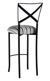 Blak. Barstool with Charcoal Stripe Cushion