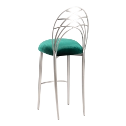 Silver Piazza Barstool with Green Velvet Cushion