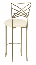 Gold Fanfare Barstool with Ivory Knit Cushion