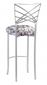 Silver Fanfare Barstool with White Paint Splatter Knit Cushion