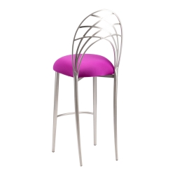 Silver Piazza Barstool with Plum Stretch Knit Cushion