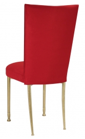 Rhino Red Suede Chair Cover and Cushion on Gold Legs