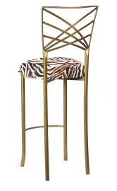Gold Fanfare Barstool with Zebra Stretch Knit Cushion