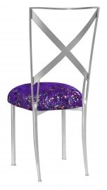 Silver Simply X with Purple Paint Splatter Knit Cushion