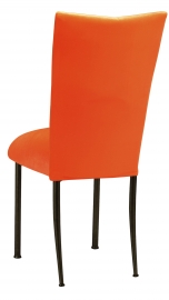 Orange Velvet Chair Cover and Cushion on Brown Legs