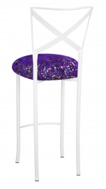 Simply X White Barstool with Purple Paint Splatter Cushion