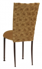 Gold Circle Ribbon Taffeta Chair Cover with Gold Velvet Cushion on Mahogany Legs