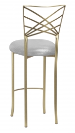 Gold Fanfare Barstool with Metallic Silver on Silver Knit