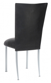 Black Leatherette Chair Cover and Cushion on Silver Legs