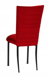 Chloe Red Stretch Knit Chair Cover and Cushion on Black Legs