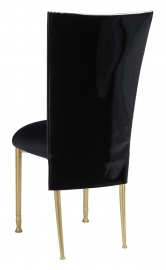 Black Patent 3/4 Chair Cover with Black Stretch Knit Cushion on Gold Legs