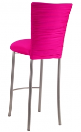 Chloe Hot Pink Stretch Knit Barstool Cover and Cushion on Silver Legs