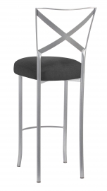 Silver Simply X Barstool with Charcoal Linette Boxed Cushion