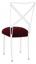 Simply X White with Cranberry Velvet Cushion