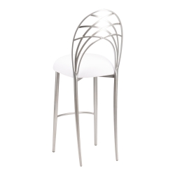 Silver Piazza Barstool with White Suede Cushion