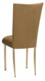 Camel Suede Chair Cover and Cushion on Gold Legs