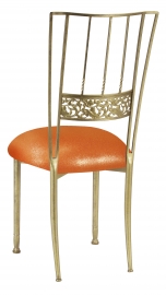 Gold Bella Fleur with Metallic Orange Stretch Knit Cushion