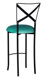 Blak. Barstool with Turquoise Velvet Cushion
