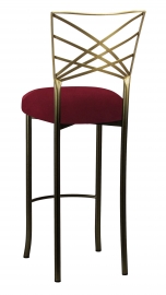 Two Tone Gold Fanfare Barstool with Cranberry Boxed Prima Velvet Cushion