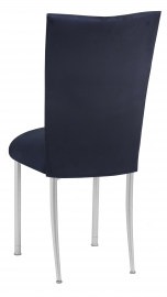 Navy Suede Chair Cover and Cushion on Silver Legs